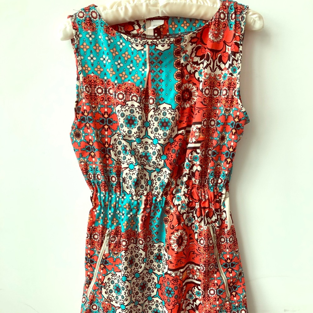 LA Class sleeveless dress 60’s style fabric size L